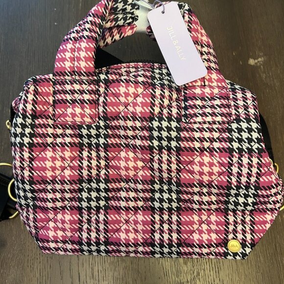 Jill & Ally Houndstooth Quilted Satchel handbag purse - Picture 3 of 7